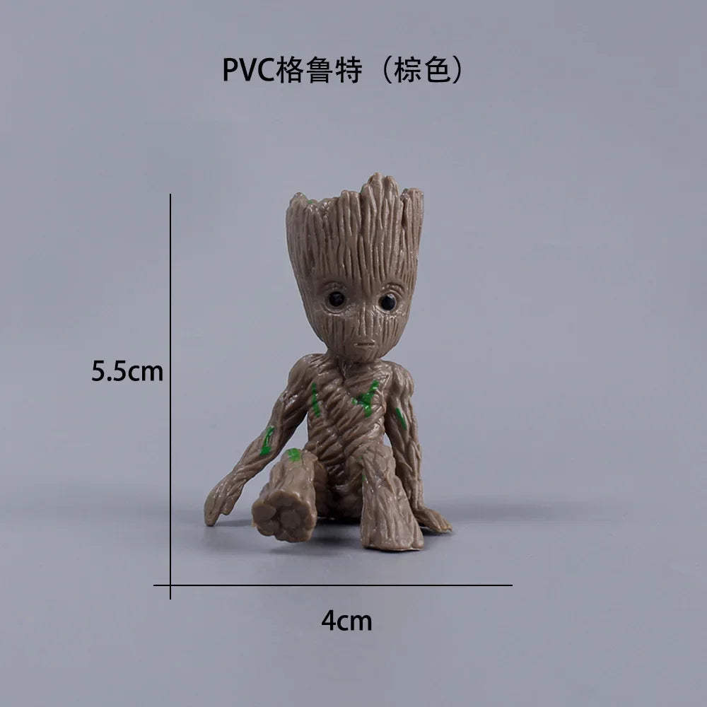 Disney Tree Man Groot Guardians of The Galaxy Avengers Anime 6cm Mini Toys Action Figure Sitting Groot kids Toys Gifts