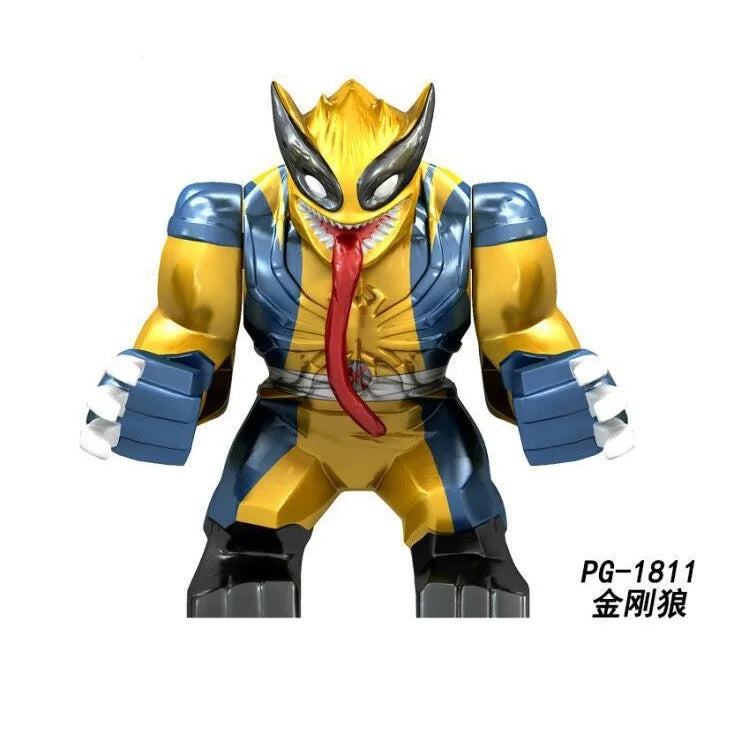 Marvel Superhero Anime Doll Building Blocks Venom Massacre Symbiosis, Spider Man Deadpool Wolverine Couple Gift Toy