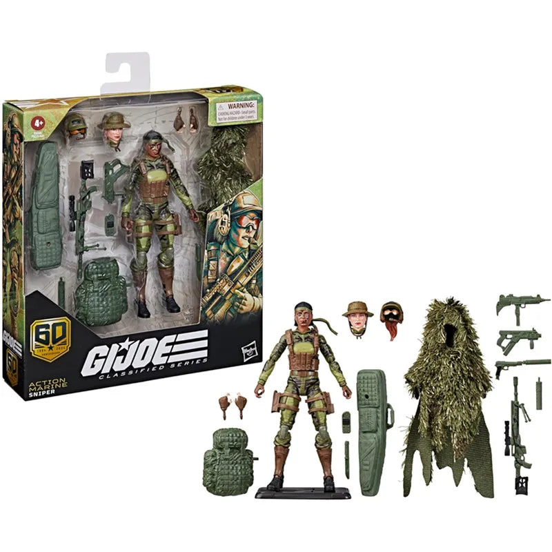 Hasbro G.I. Joe 60th Anniversary Classified Series Marine Sniper Pilot Action Figure Model Toys Collect Ornaments