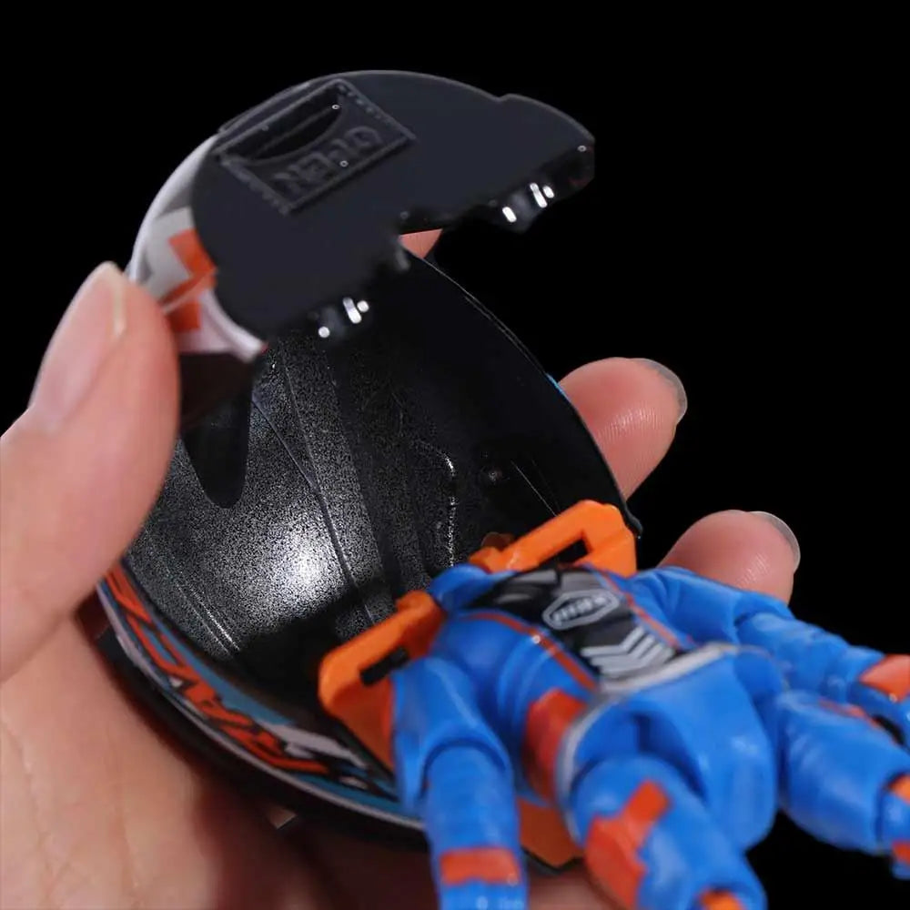 Deformation Helmet Simulated Motorcycle Rider Doll Movable Limbs Flexible Transform Motorcycle Toy Alloy Action Figure