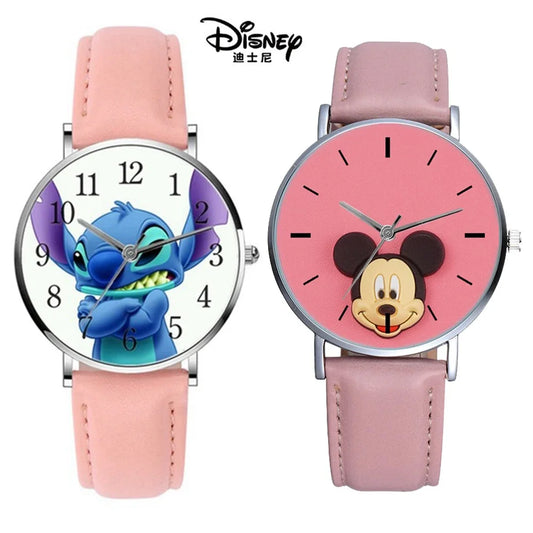 Disney Stitch Mickey Mouse Women Men Fashion Watch Stainless Steel Casual Quartz Watch Gift kids Party Birthday Gifts Watch