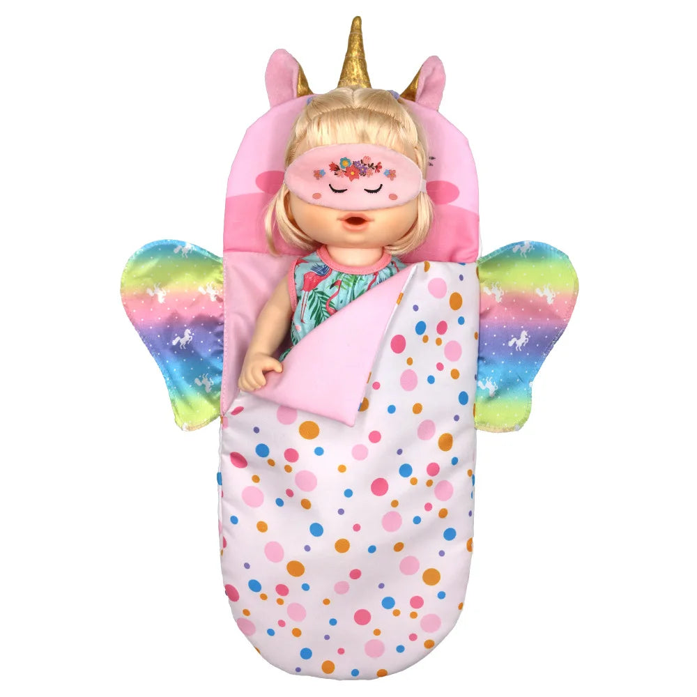 Doll Sleeping Bag for 43cm Dolls Lovely Unicorn Pillow 10-18inch Baby New Born Dolls Accessories American Girl's Birthday Gift