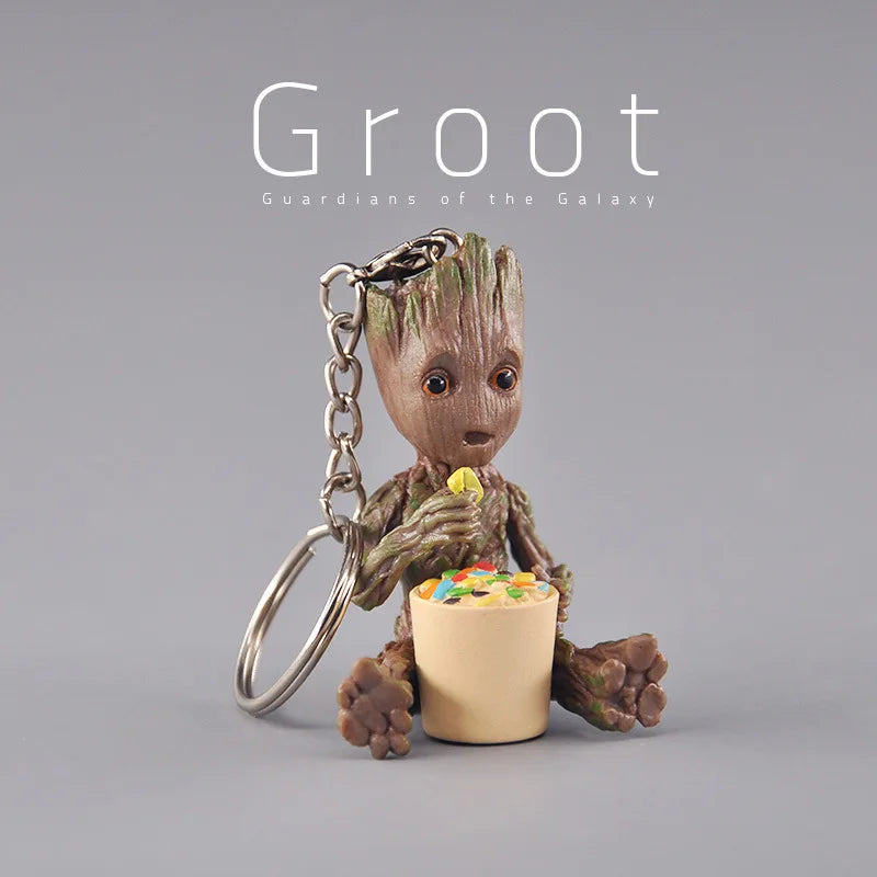 Groot Anime figure keychain Guardians of the galaxy small tree man pendant Groot doll keyring Gifts kids Toys