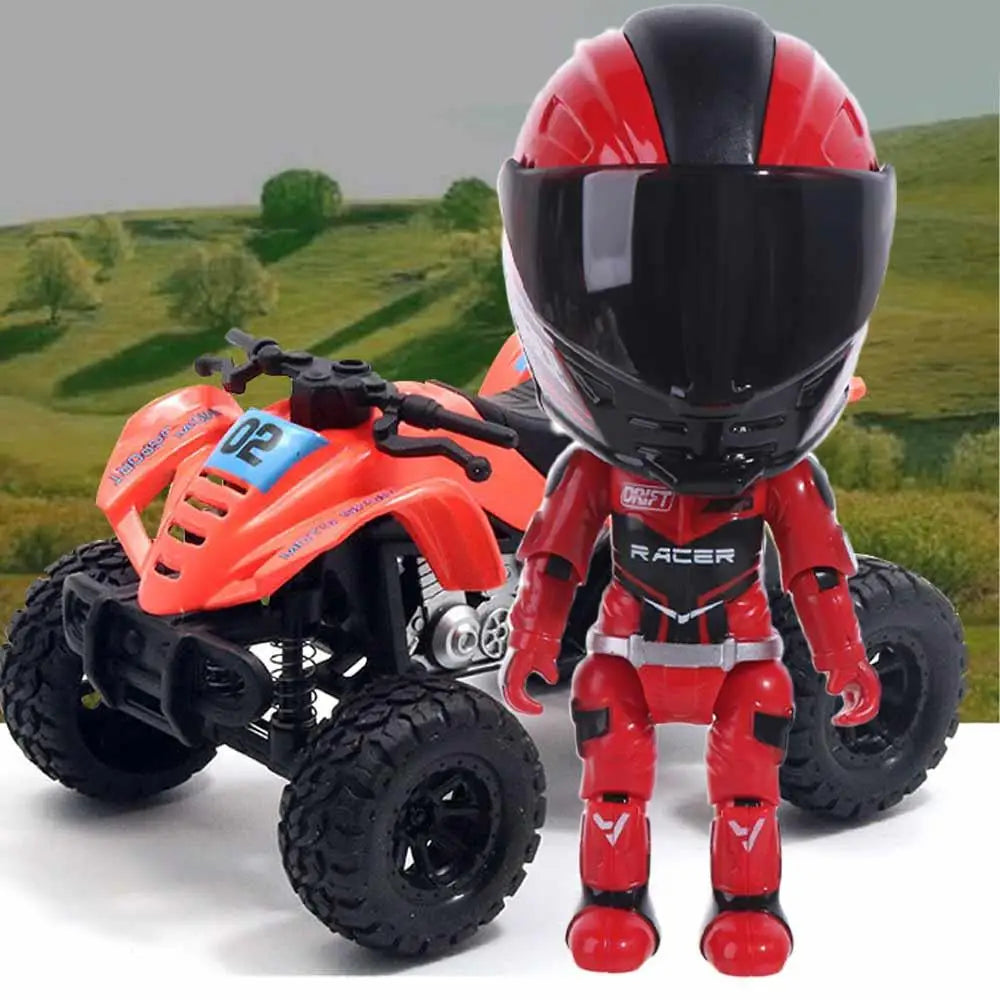 Deformation Helmet Simulated Motorcycle Rider Doll Movable Limbs Flexible Transform Motorcycle Toy Alloy Action Figure