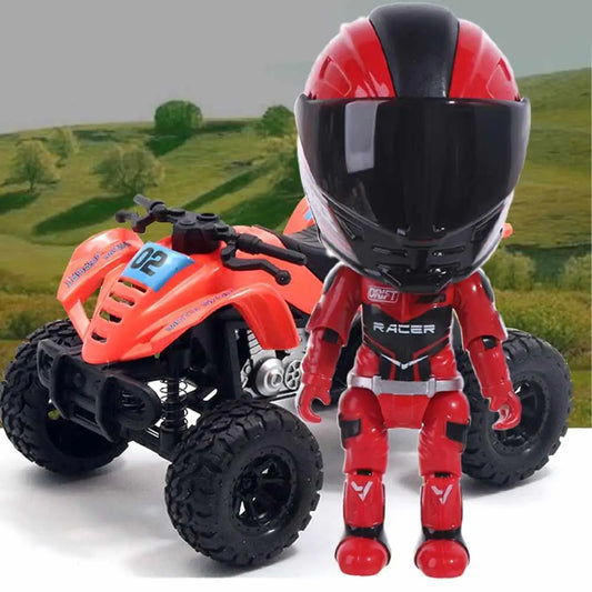Deformation Helmet Simulated Motorcycle Rider Doll Movable Limbs Flexible Transform Motorcycle Toy Alloy Action Figure