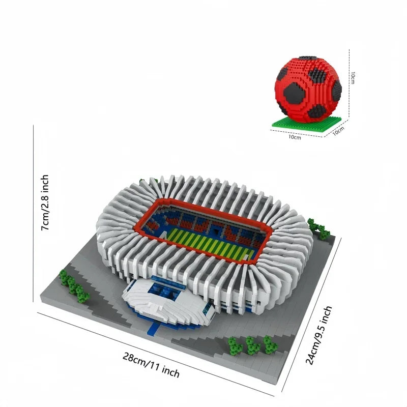 Soccer Stadium Model Micro Building Blocks Toys-Favorite among Fans,Create Your Stadium,Collectible,Decorative,Challenging Build