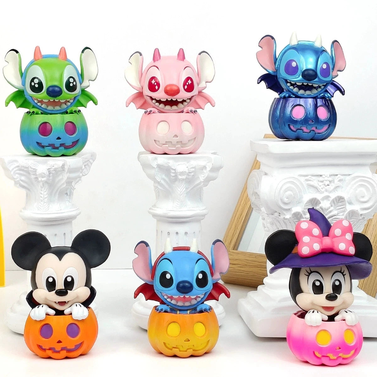Disney Blind Box Mickey Mouse And Friends Pumpkin Series Stitch Figure Halloween Dress Up Doll DecorateToys  Festival Gifts