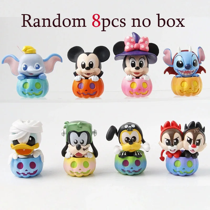 Disney Mickey Mouse And Friends Pumpkin Series Blind Box Cute Cartoon Stitch Mickey Figures Halloween Surprise Gifts For Kids
