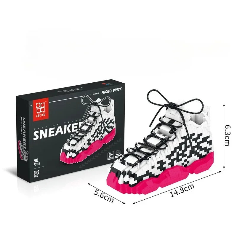 400Pcs Micro Building Block Trendy Shoe Model Youth Puzzle Assembly Toy Boys' Holiday Birthday Gift Compatible with LEGO