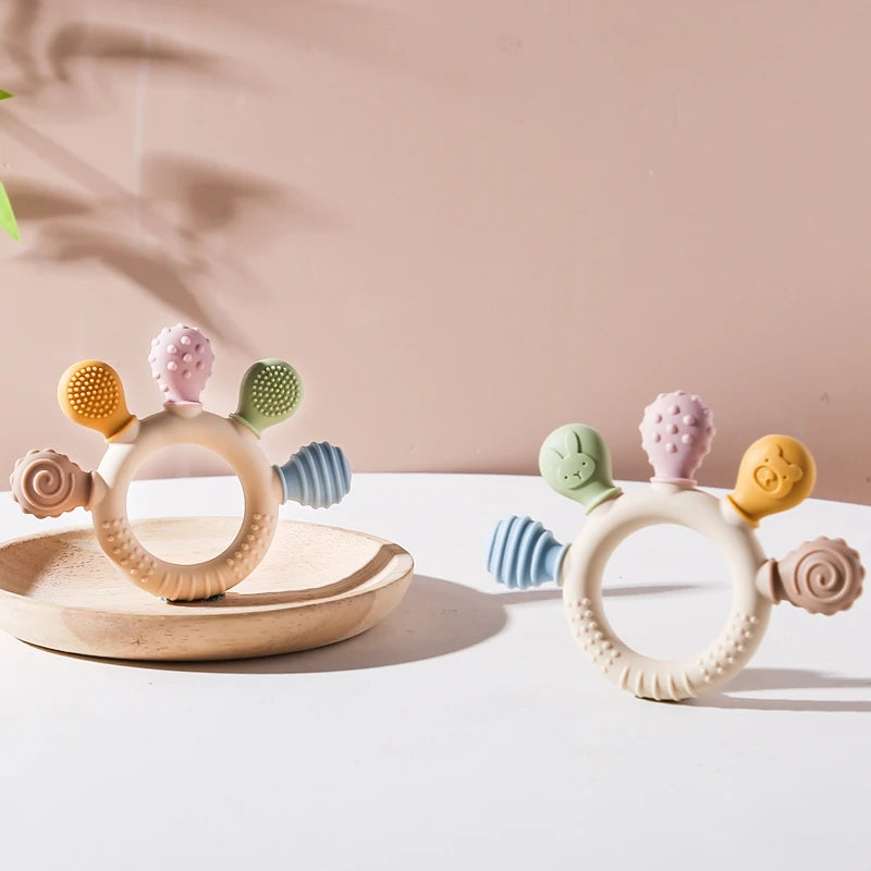 1pc Silicone Teether Baby 0 12 Months Teething Toys Teether Ring Silicone Baby Teether Toys for Toddler BPA Free Baby Toys Gifts