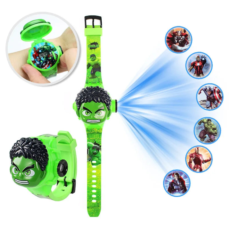 New Cartoon Mickey Mouse Minnie Projection Watch for Children Toys Spiderman Kids Watches Girls Student Gift Digital Clock