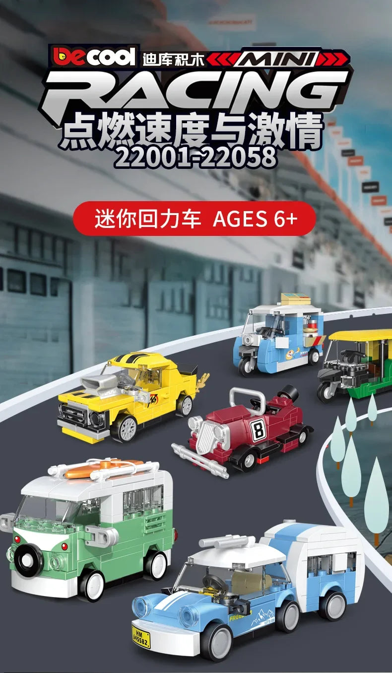 Racing Car Bus Engineering Vehicle Ambulance Pull Back Model Building Blocks Brick Toys Children Boys Compatible With Lego