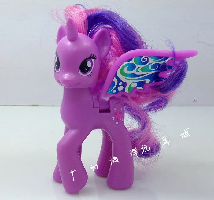 8cm Hasbro My Little Pony Twilight Sparkle Rainbow Dash Applejack YoYo Action Figures Colorful Hair Pony Model Toys Kids Gifts
