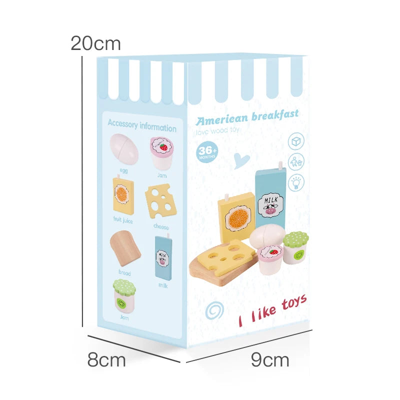 Wooden simulation vegetable salad breakfast french fries toy fruit salad popsicle house American food combination set