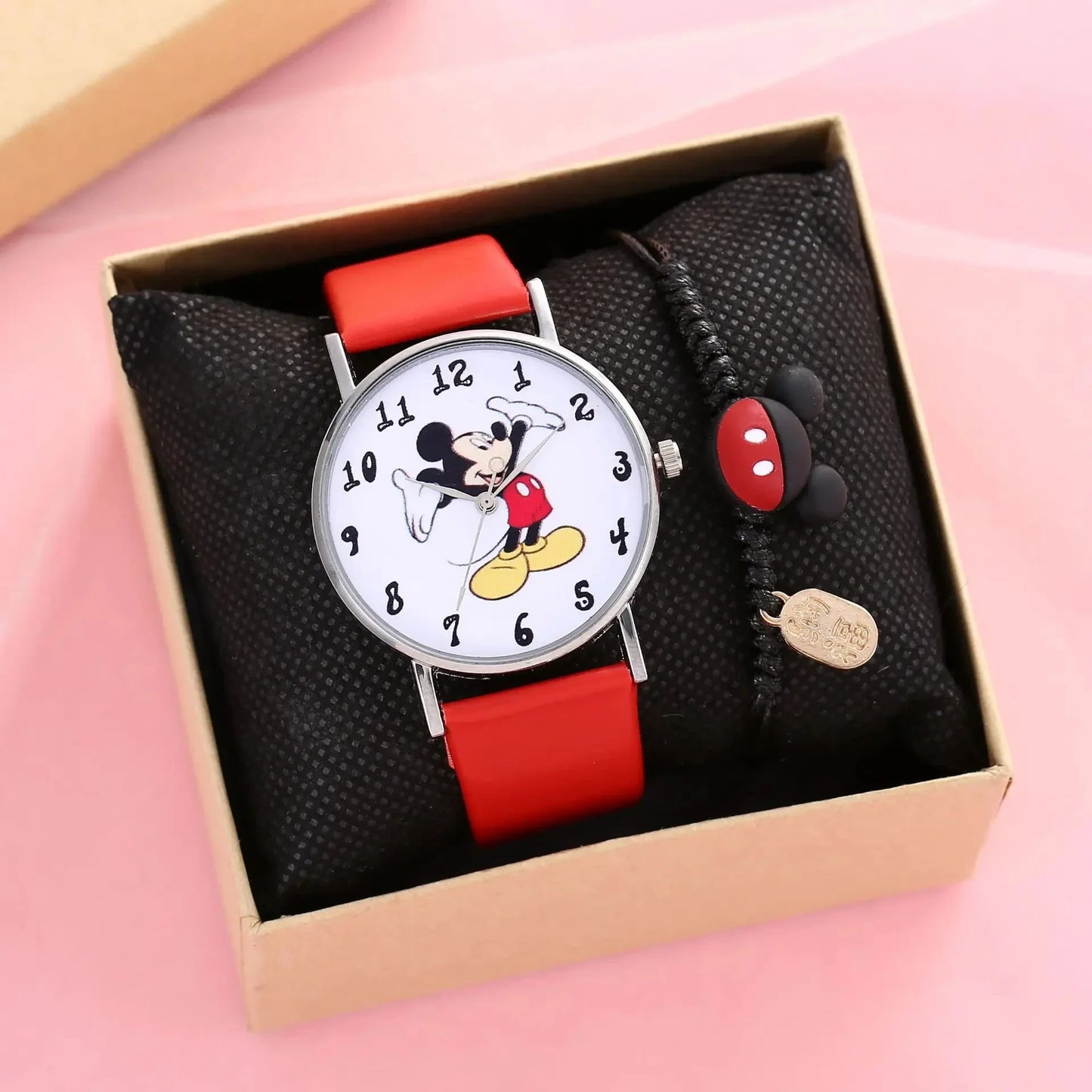 2024 Disney Mickey Mouse watch Minnie Mouse Anime Figure Children watch For Kids Boys Girls Cartoon watches Gifts Toys With Box