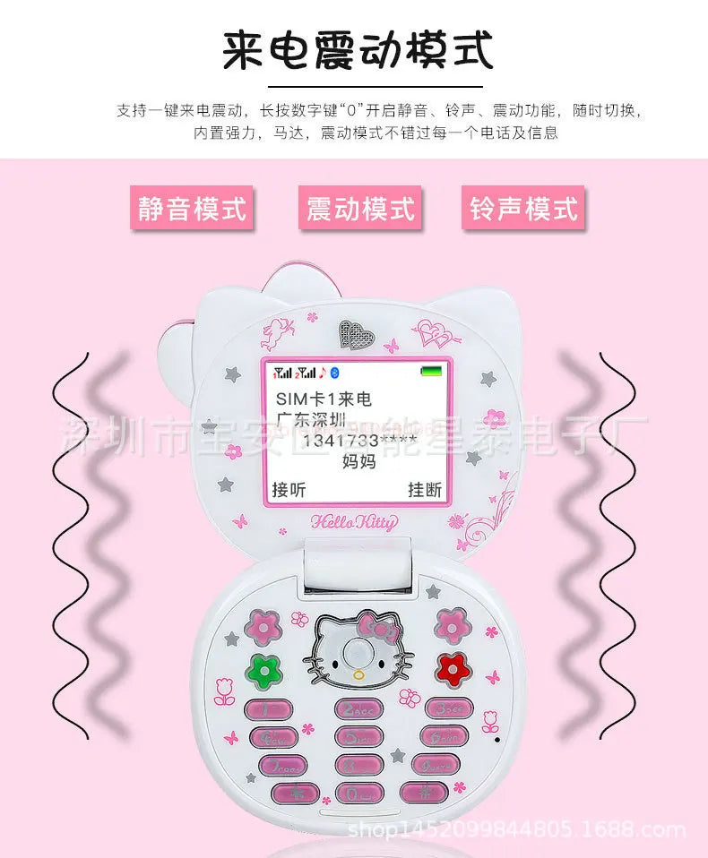2024 Sanrio Hello Kitty Flip Phone Kawaii K688 Cartoon Kids Taiml Cute Mini Phone Birthday Fashion Girls Gifts Toys For Children