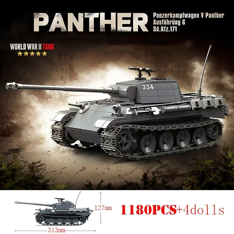 Germany Series Leopard Medium Tank G Late   Tank Military Series WW2 Tank Building Blocks  Bricks Model Set Toys for Kids Gifts