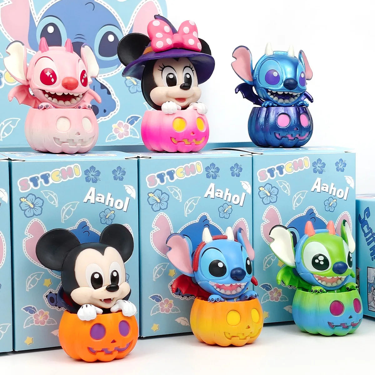 Disney Blind Box Mickey Mouse And Friends Pumpkin Series Stitch Figure Halloween Dress Up Doll DecorateToys  Festival Gifts