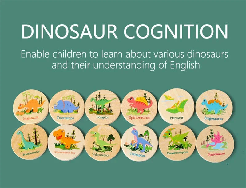 Memory Game Dinosaur Matching Toy Preschool Matching Board Game For Early Learning Development Wooden Games Summer Party Gift