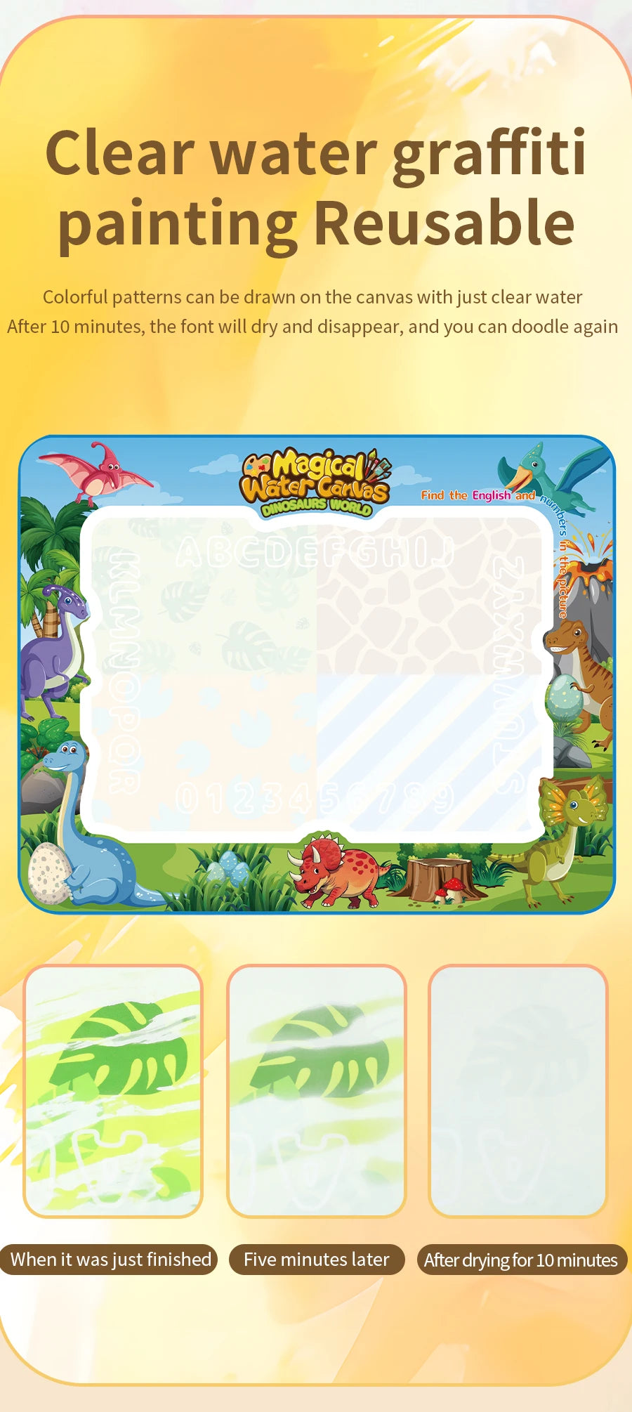 Magic Water Drawing Mat Extra Large Water Doodle Toy Set Painting Board Children Educational Toys Gift for Kids Multiple Size