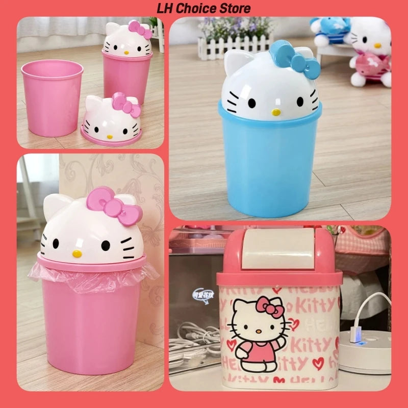 New Sanrio Hello Kitty Dustbin Trash Can Rubbish Bin Garbage Binsanrio Kawaii Trash Can Living Room Bedroom Toilet Paper Basket