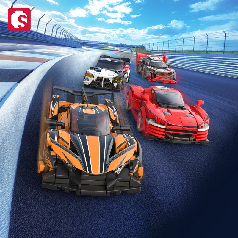 SEMBO Sports Car Assemblage Building Blocks MOC Racing Vehicle, Technical Auto Models Car Construction Set For Boys Toys Gifts