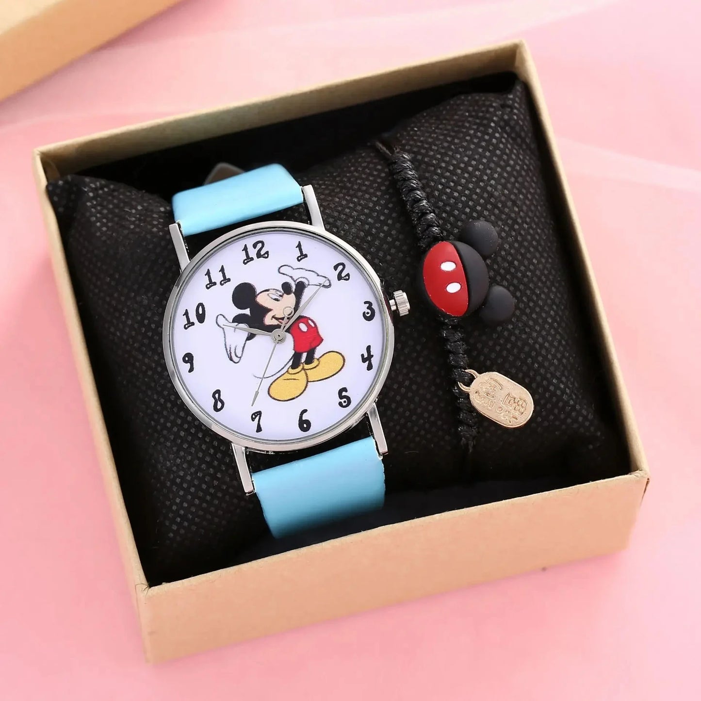 2024 Disney Mickey Mouse watch Minnie Mouse Anime Figure Children watch For Kids Boys Girls Cartoon watches Gifts Toys With Box