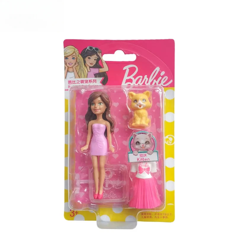Original Mattel Mini Barbie Doll Pet Series Toys for Girls Princess Dolls Clothes Accessories 10cm Boneca Children Birthday Gift