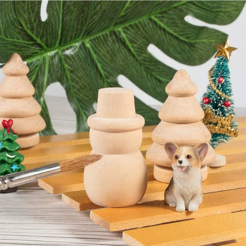 5PCS Christmas Peg Dolls Unpainted Montessori Wooden Educational Toys For Kids Party Favors Goodie Bags Stuffers Xmas Gift