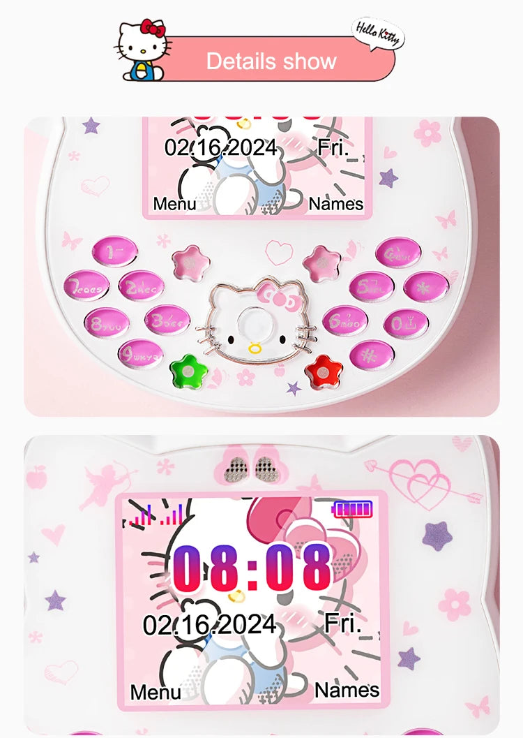 2024 Sanrio Hello Kitty Flip Phone Kawaii K688 Cartoon Kids Taiml Cute Mini Phone Birthday Fashion Girls Gifts Toys For Children