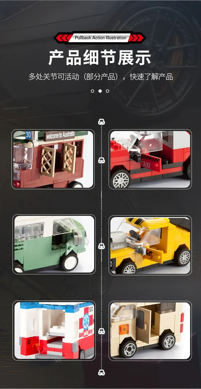 Racing Car Bus Engineering Vehicle Ambulance Pull Back Model Building Blocks Brick Toys Children Boys Compatible With Lego