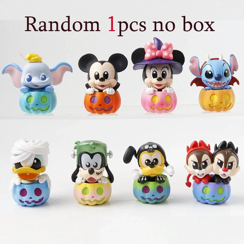 Disney Mickey Mouse And Friends Pumpkin Series Blind Box Cute Cartoon Stitch Mickey Figures Halloween Surprise Gifts For Kids