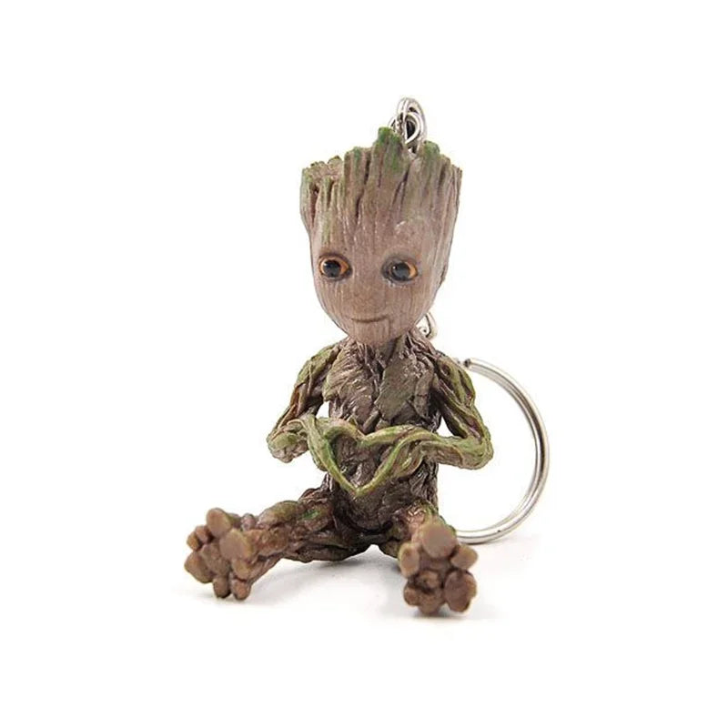 Groot Anime figure keychain Guardians of the galaxy small tree man pendant Groot doll keyring Gifts kids Toys