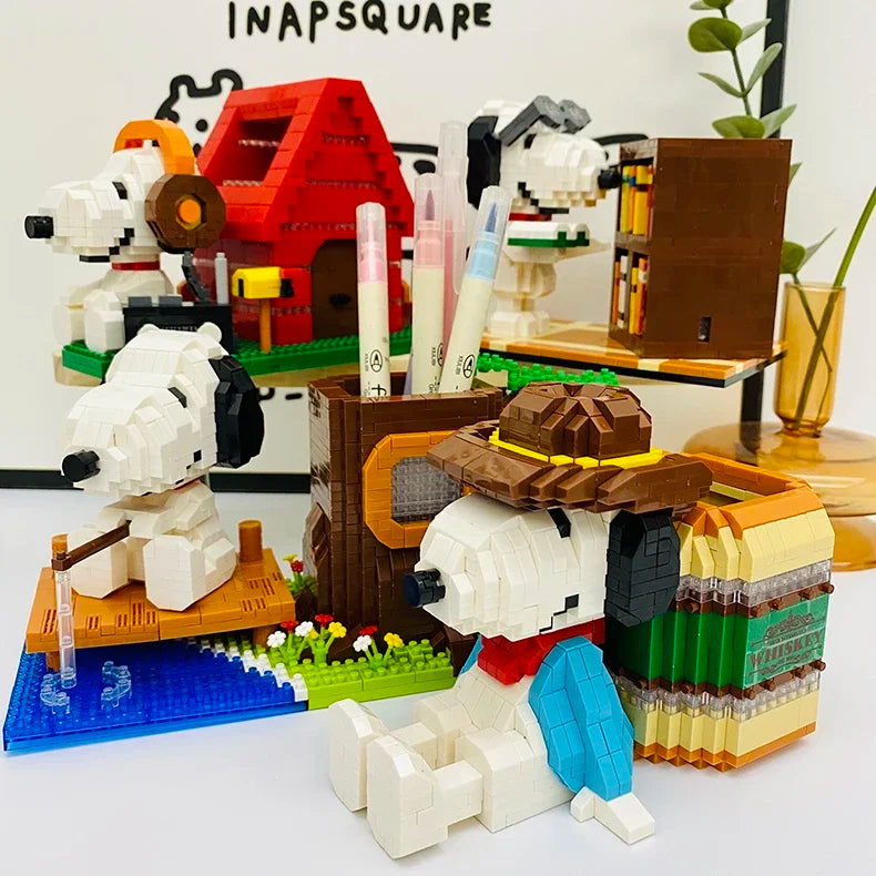 Snoopy Diamond Building Blocks Assembly Street View Model Character Scene Dog Mini Bricks Figure Toys For Christmas Gifts