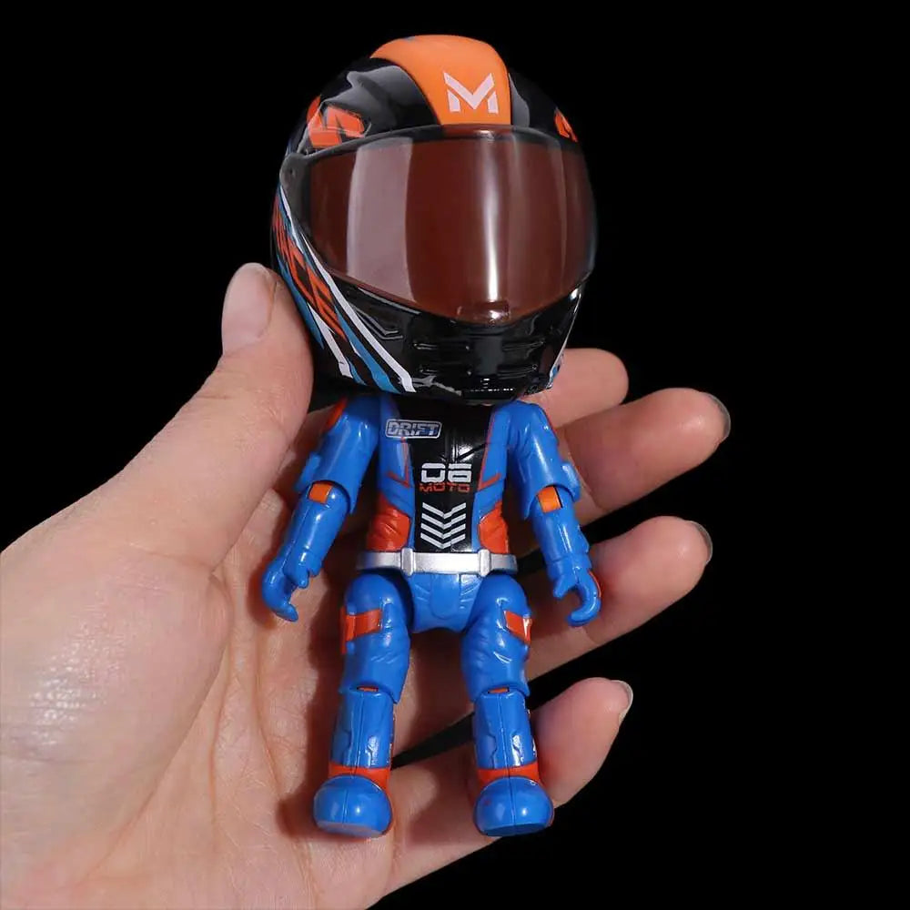 Deformation Helmet Simulated Motorcycle Rider Doll Movable Limbs Flexible Transform Motorcycle Toy Alloy Action Figure