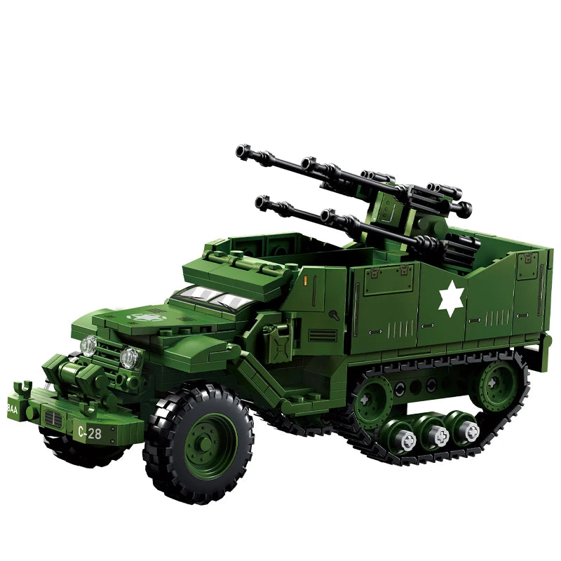 World War 2 WW2 Army Military Soldiers SWAT Leopard 2A7 Main Battle Tank Assemble Building Blocks Bricks Children's Toys Gift
