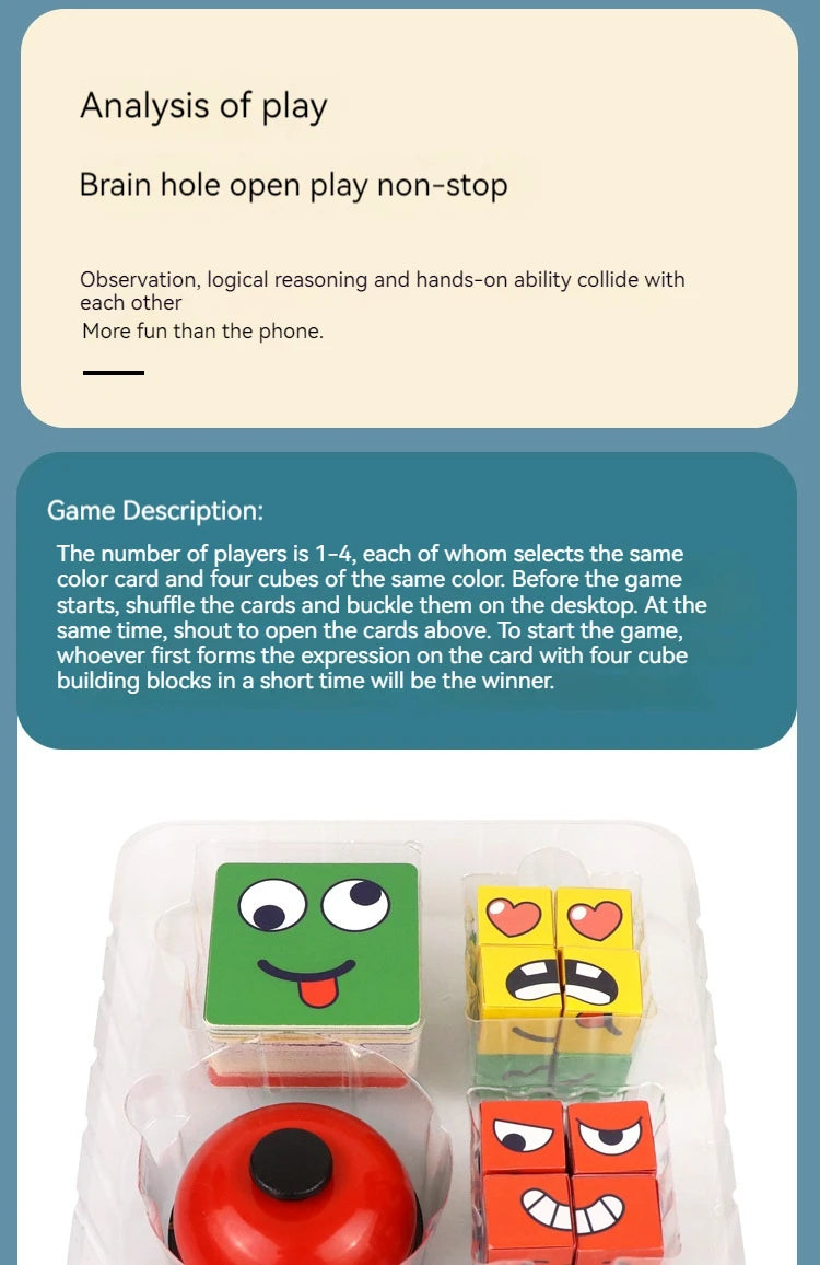 Face Changing Cube Building Blocks Fun Tabletop Parent-Child Board Game Early Education Wooden Puzzle Block Toys For Boys Girls