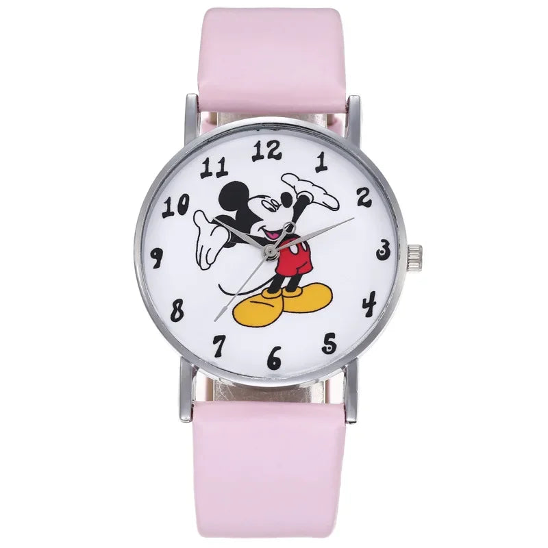 2024 Disney Mickey Mouse watch Minnie Mouse Anime Figure Children watch For Kids Boys Girls Cartoon watches Gifts Toys With Box