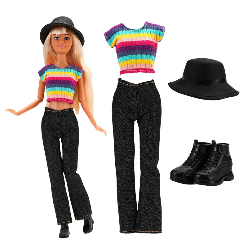 30cm Doll Clothes For Dolls Fashion Shirt+Pants Hat Shoes Coat Clothes For Girl Dolls Boy Children's Gift Doll House Accessories