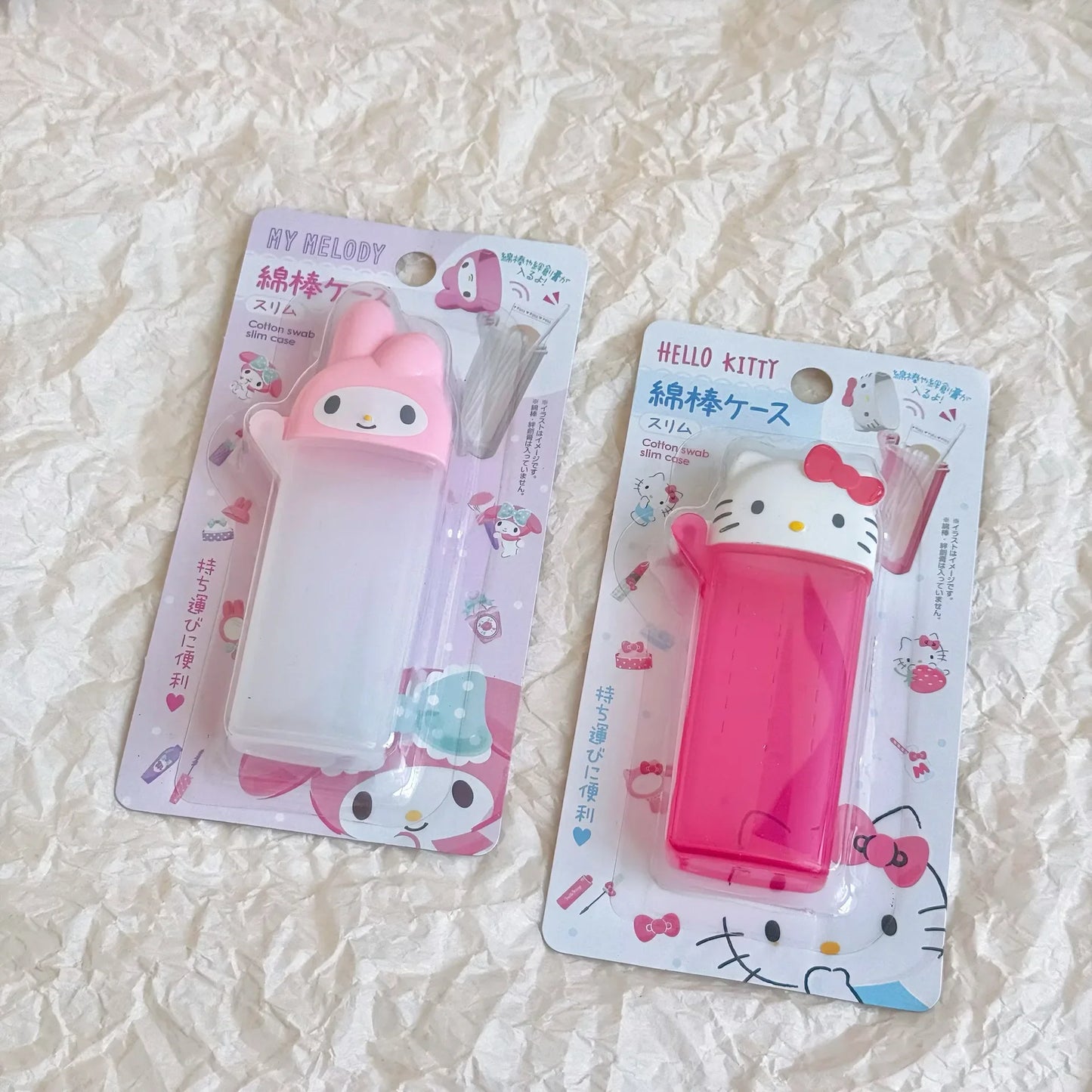 Cute Sanrio Hello Kitty Storage Box Kawaii Anime My Melody Toothpick Cosmetic Swab Storage Box Portable Travel Mini Container