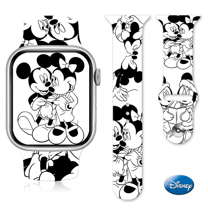 Disney Mickey Mouse Watchband Soft Silicone Strap for Apple Watch Band Ultra 49mm 44mm 45mm 42mm 41mm 42mm Iwatch Series 7 6 5 4