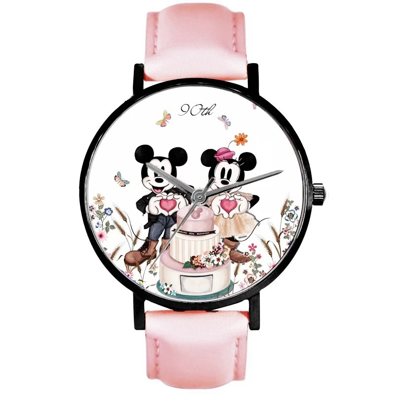 Disney Stitch Mickey Mouse Women Men Fashion Watch Stainless Steel Casual Quartz Watch Gift kids Party Birthday Gifts Watch