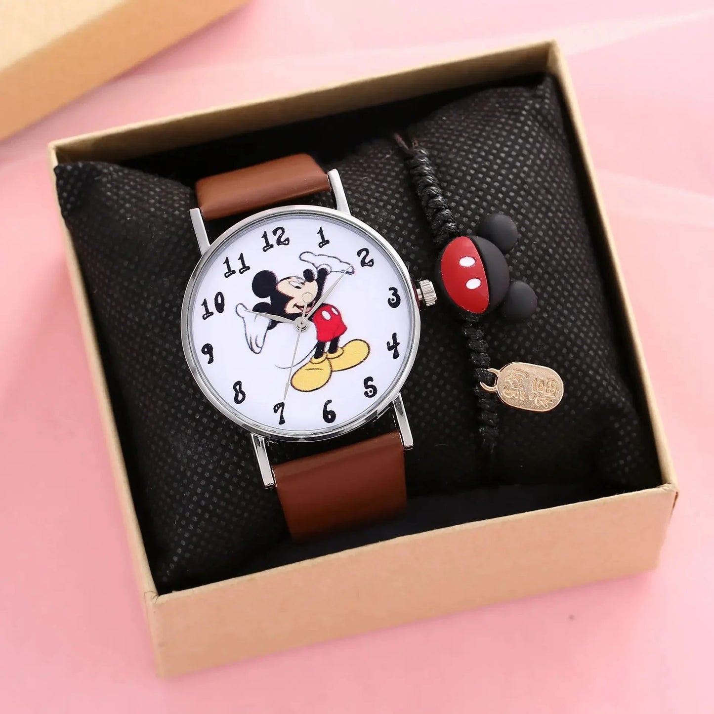 2024 Disney Mickey Mouse watch Minnie Mouse Anime Figure Children watch For Kids Boys Girls Cartoon watches Gifts Toys With Box