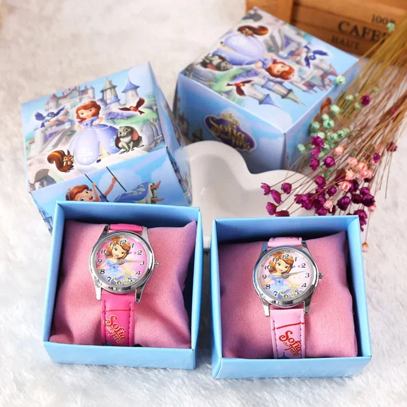 2024 Disney Mickey Mouse watch Minnie Mouse Anime Figure Children watch For Kids Boys Girls Cartoon watches Gifts Toys With Box