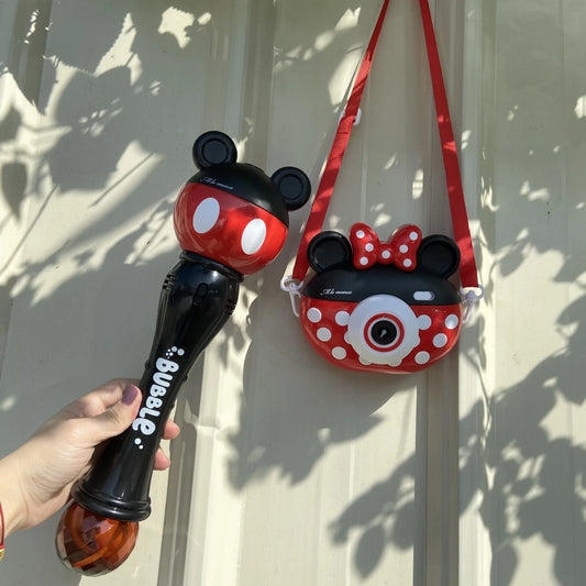 Disney Mickey cartoon new bubble machine Magic Wand camera bubble machine toy new Mickey Mouse Minnie electric children's gift