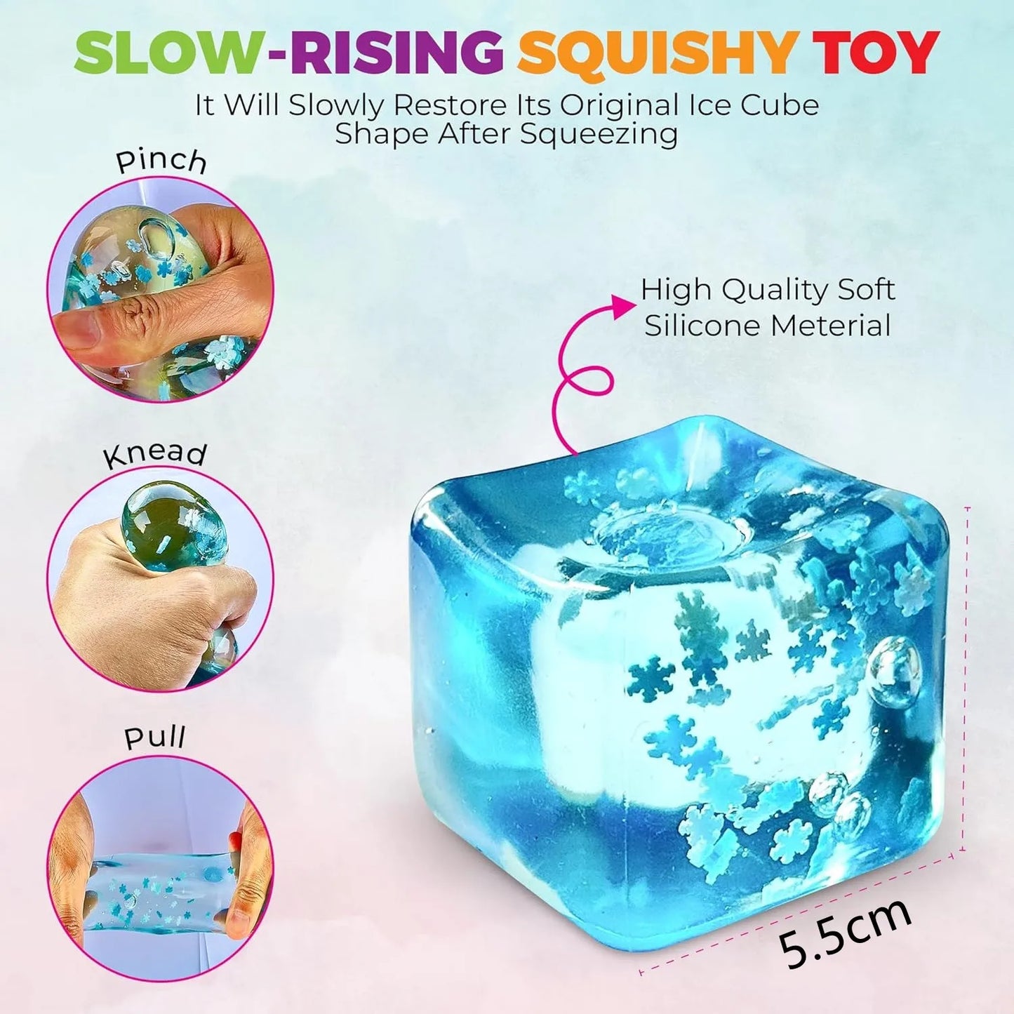 1PC Fidget Ice Cube Slow Rising Balls Sensory Fidget Toy Adults Stress Relief Squeeze Hand Exercise Calming Tool for Kids Adults