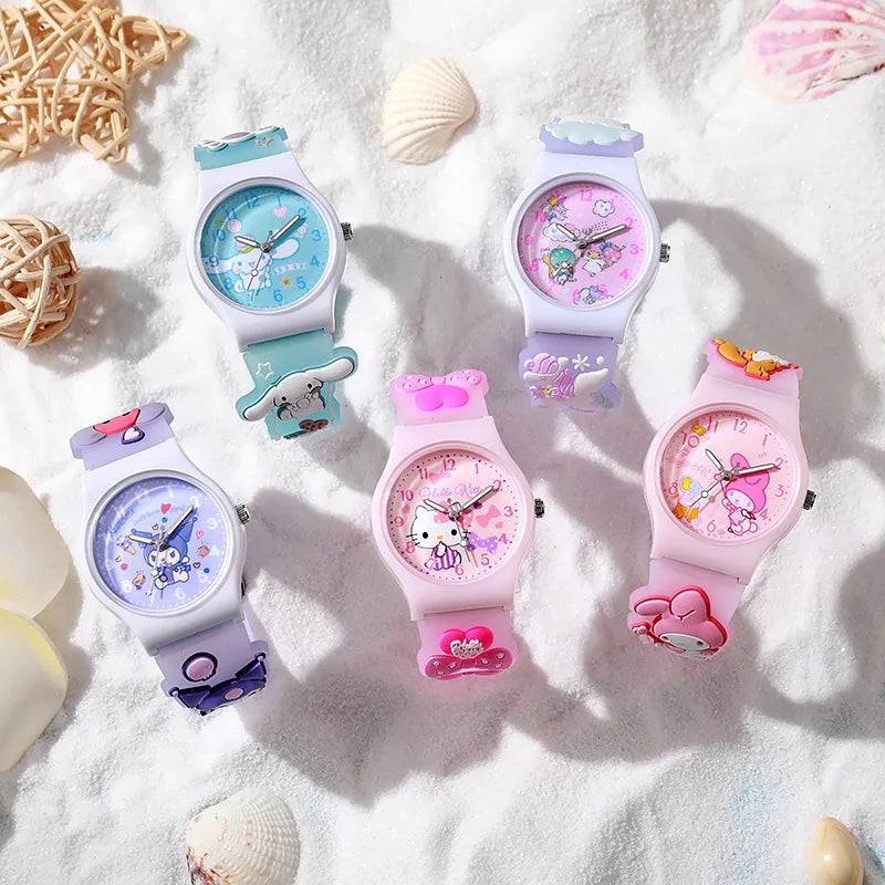 Hello Kitty Kuromi Melody Cinnamonroll Cartoon Anime Figures Student Wrist Watch Kids Watch Toys Boys Girls Birthday Party Gifts