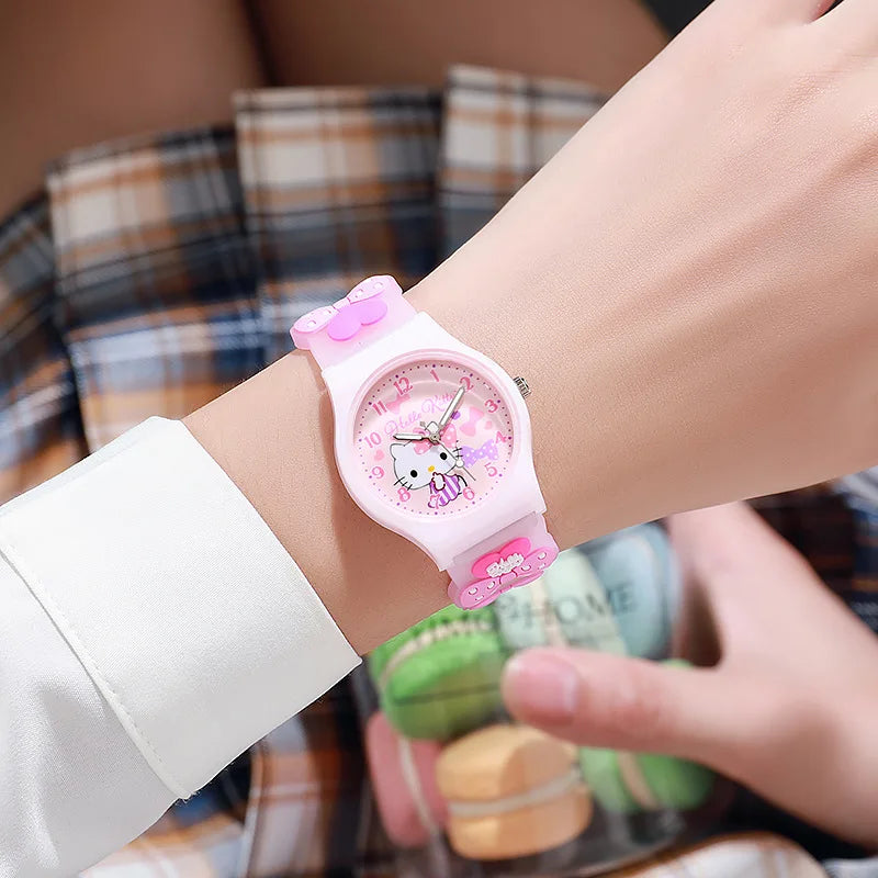 Hello Kitty Kuromi Melody Cinnamonroll Cartoon Anime Figures Student Wrist Watch Kids Watch Toys Boys Girls Birthday Party Gifts