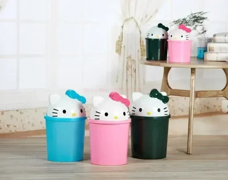 New Sanrio Hello Kitty Dustbin Trash Can Rubbish Bin Garbage Binsanrio Kawaii Trash Can Living Room Bedroom Toilet Paper Basket