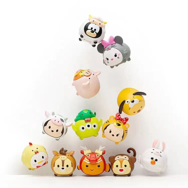 14pcs Kawaii Disney Tsum Tsum Mickey Mouse Cartoon Cute Mini Bean Figure Car Mini Accessories Decoration Gifts For Children